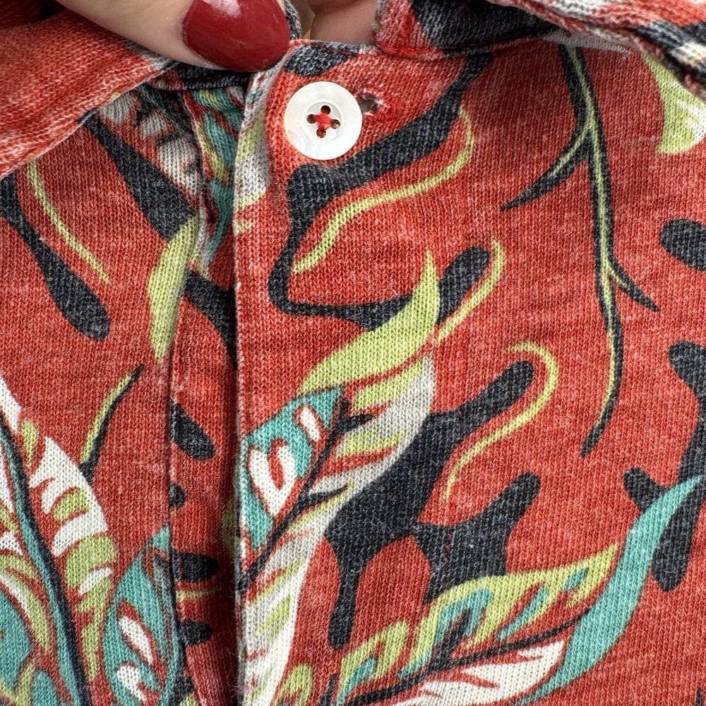 VTG Polo Sport Ralph Lauren 2XLT Red Tropical Leaf Shirt 60% Hemp 40% Cotton - Picture 4 of 16